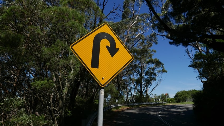 U-Turn Sign Showing Option to Turn Around to Oncoming Traffic